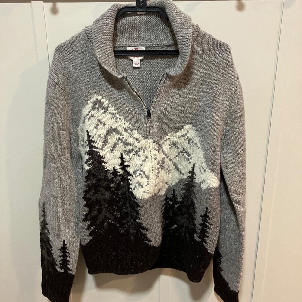 Brooks Brothers Vintage Pine Tree Winter Wool Cardigan